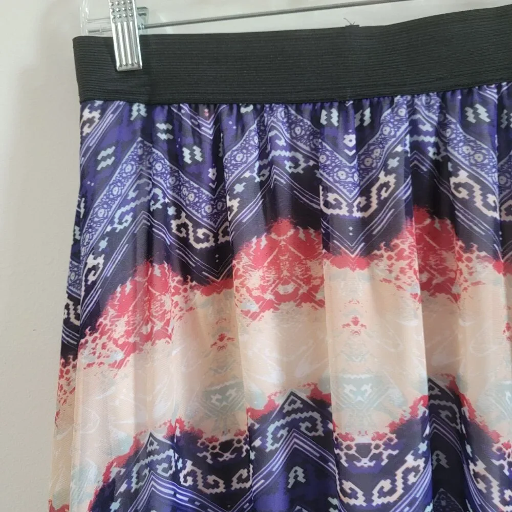 Womens‎ Maxi Skirt Size Medium Boho Sharkbite Hem Colorful Hippie